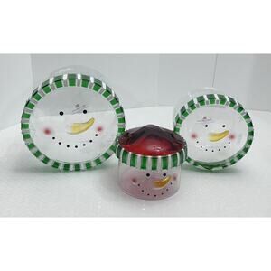 Home Interior Clear, Snowman Christmas Holiday Cookie Canister/Containers